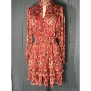 Daniel Rainn Smocked Floral Tiered Mini Dress